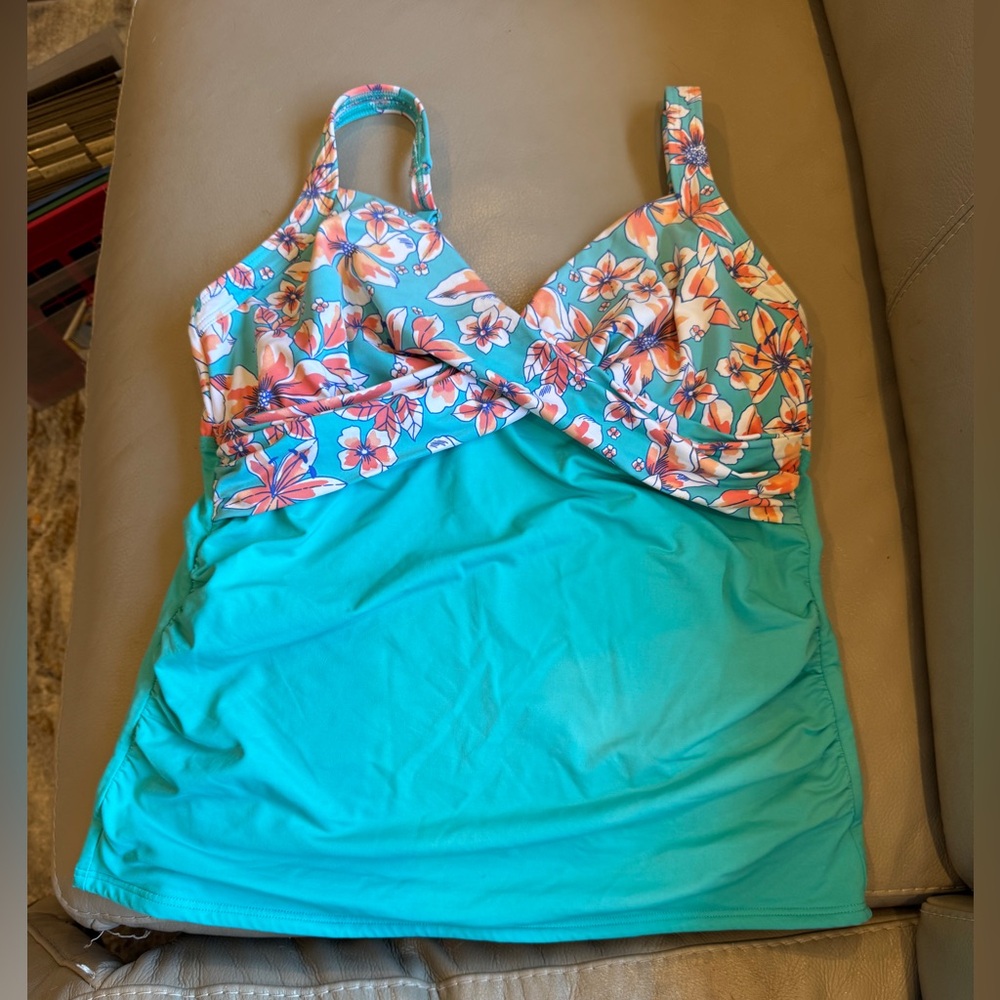 Floral Print Tankini Top-Lands End